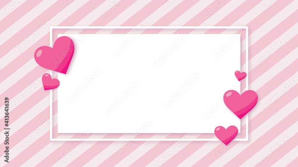 Blank Valentines day card background with hearts on a pink and white striped background Blank Valentines day card background with hearts on a pink and white striped background