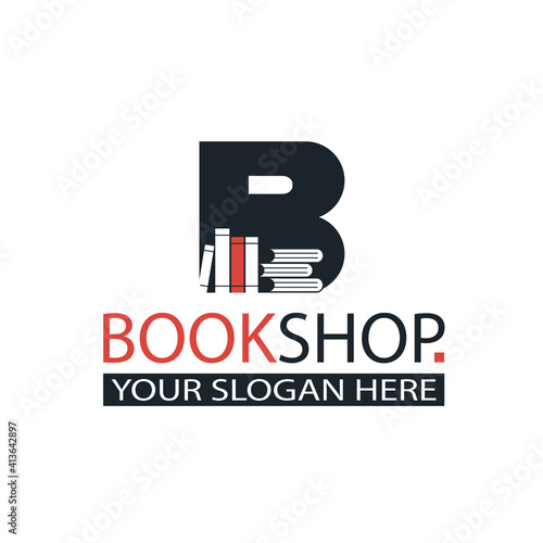 book store emblem with open book isolated on white background