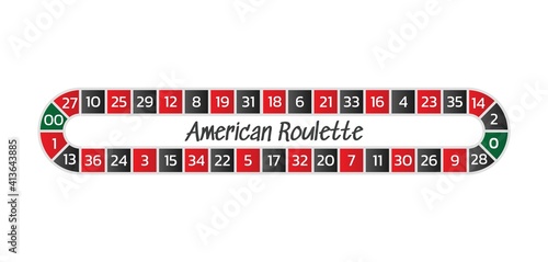 American roulette track for call bets. Online casino. Vector illustration isolated on white background.
