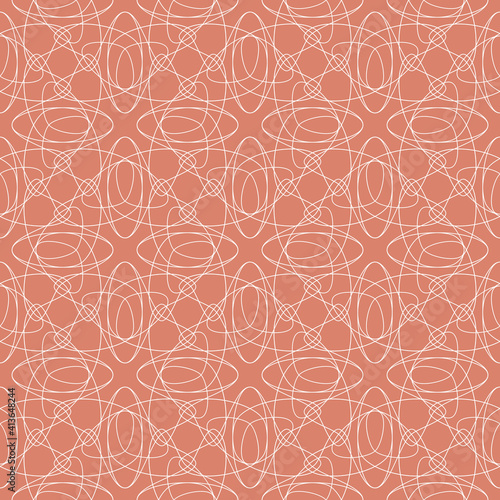Vector tulips seamless interlaced pattern. Elegant ornament pattern with hand drawn flower line art. Rhombus tessellating structure for fashion, interiors, invitations, wallpapers.