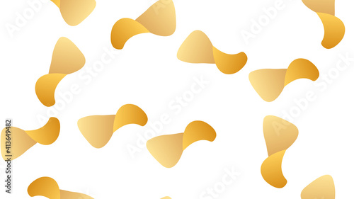 Potato chips seamless pattern. background of food. Fried potatoes fried. Corrugated golden chipsd