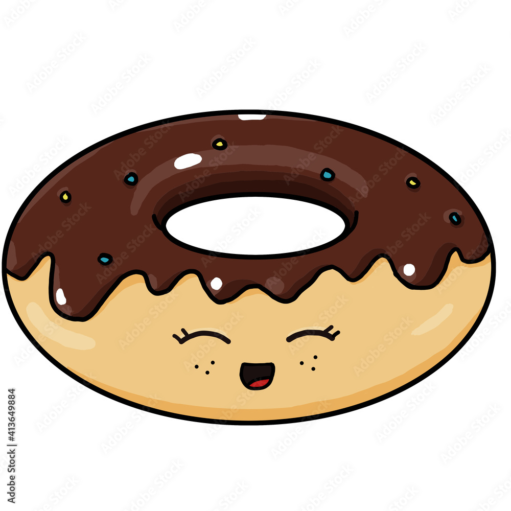 Cartoon Donut Illustration Emoji. Cute sweet cartoon character. Vector illustration isolated on white background Cartoon Donut Illustration Emoji. Cute sweet cartoon character. Vector illustration isolated on white background