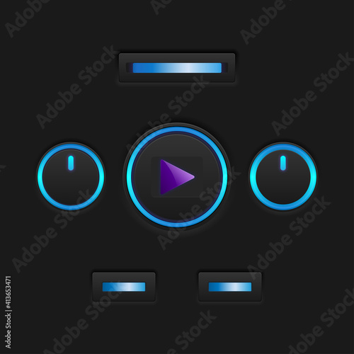 Blue abstract technology button design, vector illustration.