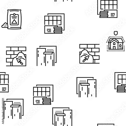 Insulation Building Vector Seamless Pattern Thin Line Illustration