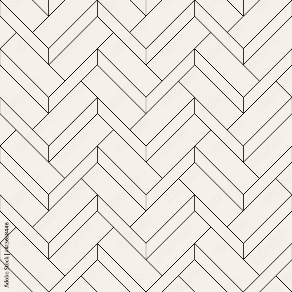 Vector seamless pattern. Modern stylish texture. Repeating geometric tiles with thin striped hexagons. Monochrome hexagonal trellis. Trendy graphic design. Can be used as swatch for illustrator.