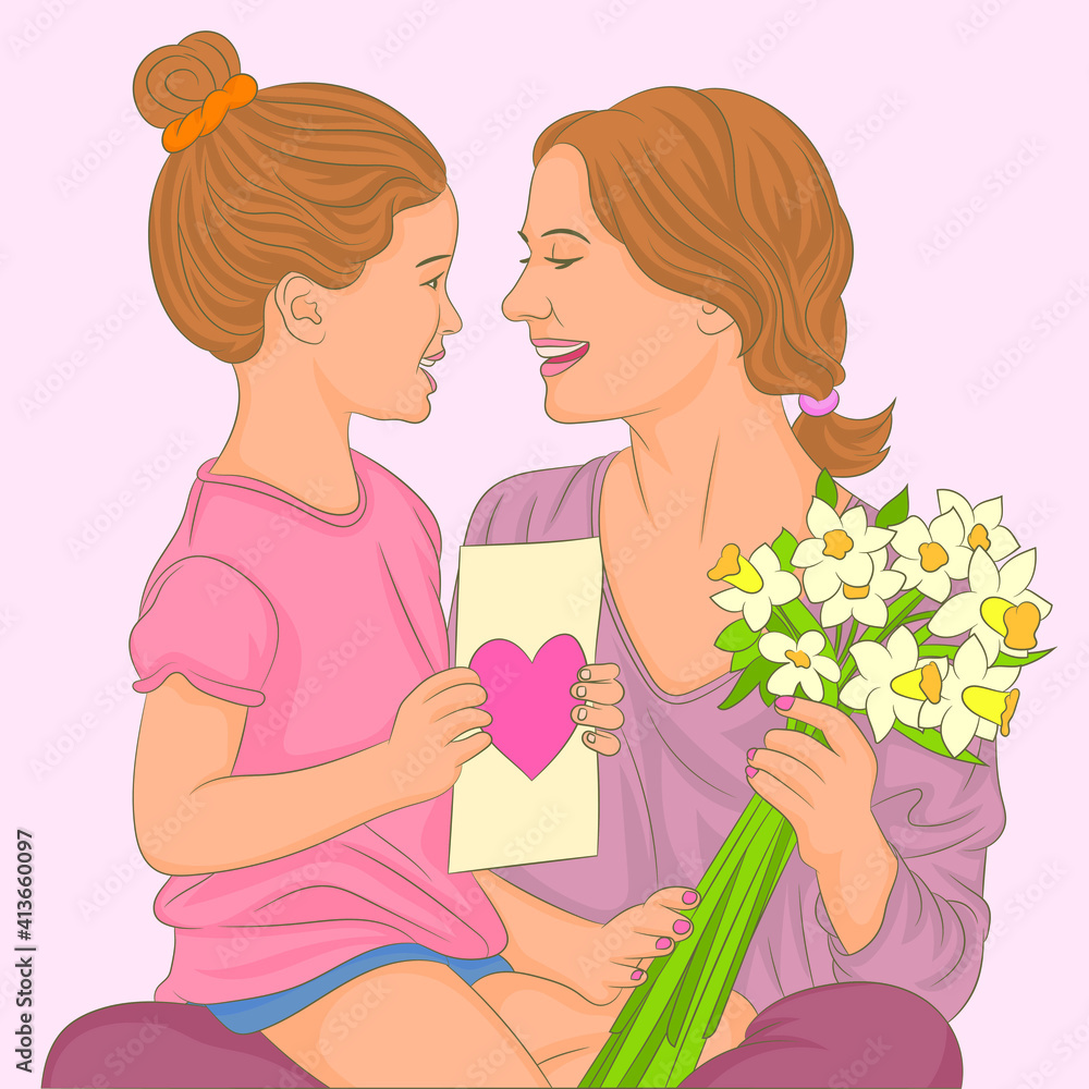 Mom and her daughter celebrating mother's day Mom and her daughter celebrating mother's day