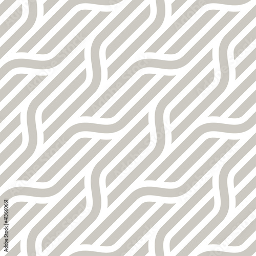 Vector seamless pattern. Contemporary stylish texture. Geometric subtle striped ornament. Monochrome bold wavy stripes. Can be used as swatch for illustrator.
