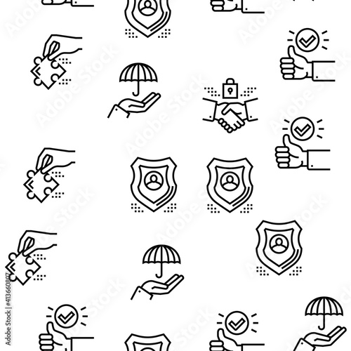 Business Ethics Moral Vector Seamless Pattern Thin Line Illustration