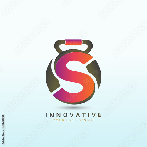 The Gym Fitness logo design. Dumbbell icon Vector logo design template idea.