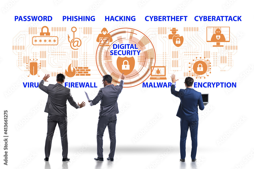 Digital security concept with key elements Digital security concept with key elements
