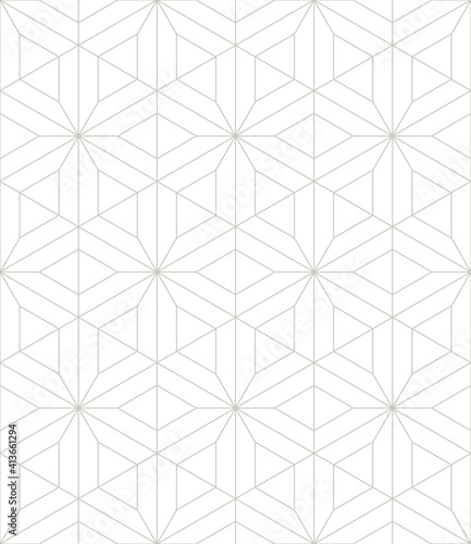 Vector seamless pattern. Modern stylish texture. Repeating geometric background. Striped hexagonal grid. Light beige tileable design. Can be used as swatch for illustrator.