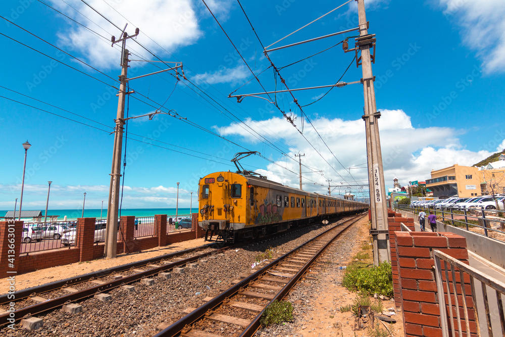 train at train station Muizenberg, cape town train at train station Muizenberg, cape town