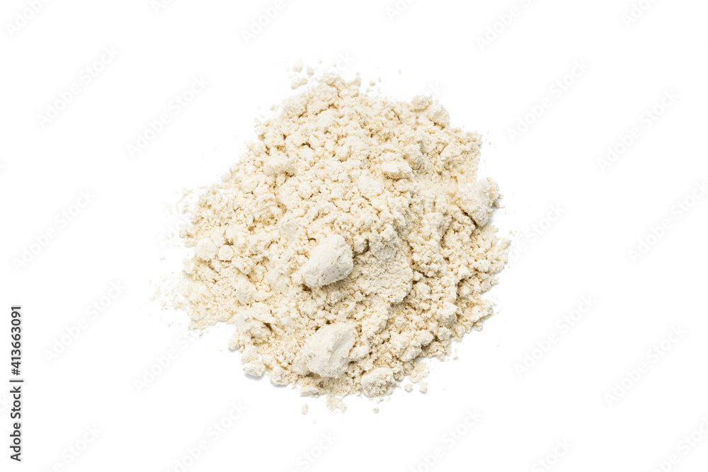 dry wasabi powder isolated on a white background. above view dry wasabi powder isolated on a white background. above view