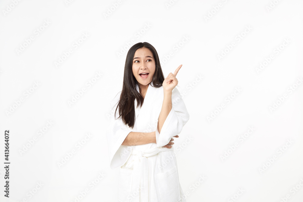 Young Asian woman wearing a bathrobe Young Asian woman wearing a bathrobe
