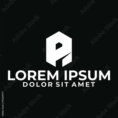 Initial letter AP or PA logo template with geometric 3d cube illustration in flat design monogram symbol