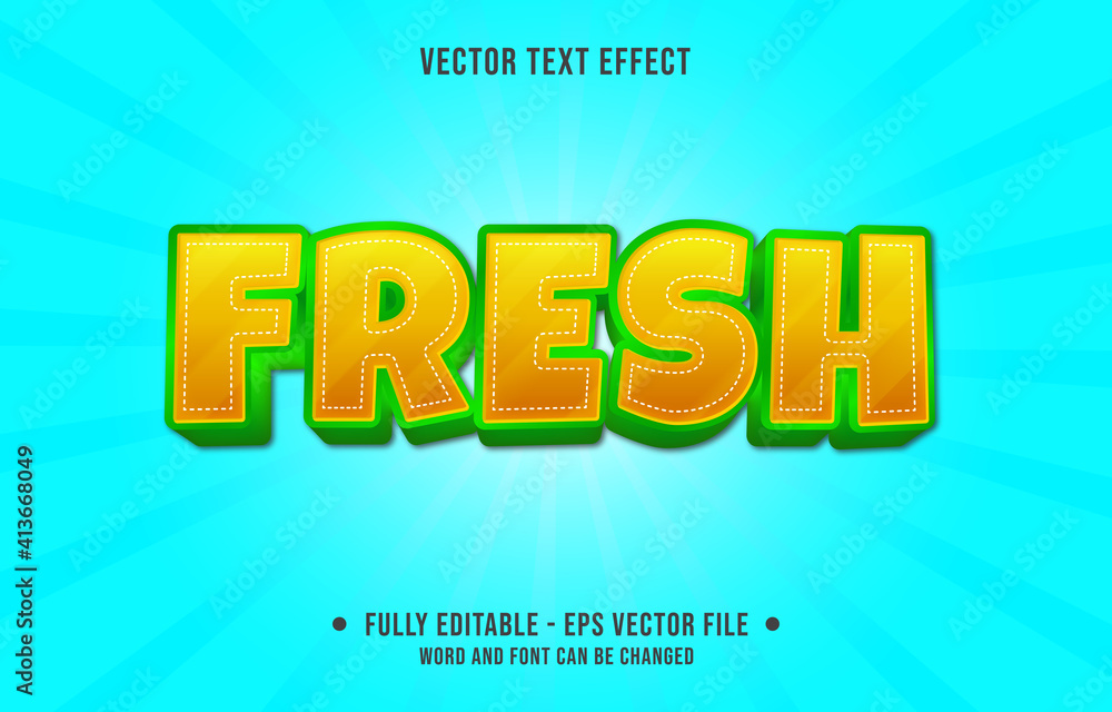 Editable text effect - fresh yellow and green gradient color style