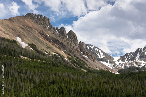 12,390 Foot (3,807 Meter) Nokhu Crags and Never Summer Mountains in Northern Colorado. 