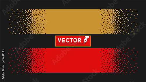 Pixel bars or lines are yellow, red. banner. Vector design elements, templates on an isolated dark background.