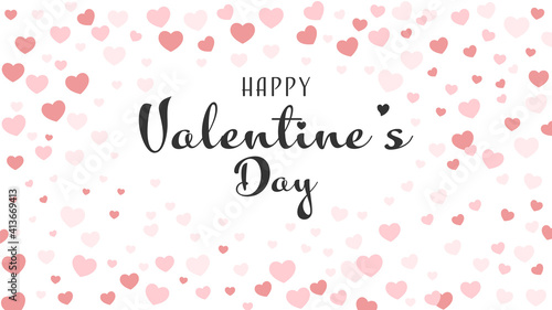 Happy Valentine's Day. Hearts are red background. Vector illustration of a postcard. Congratulations.