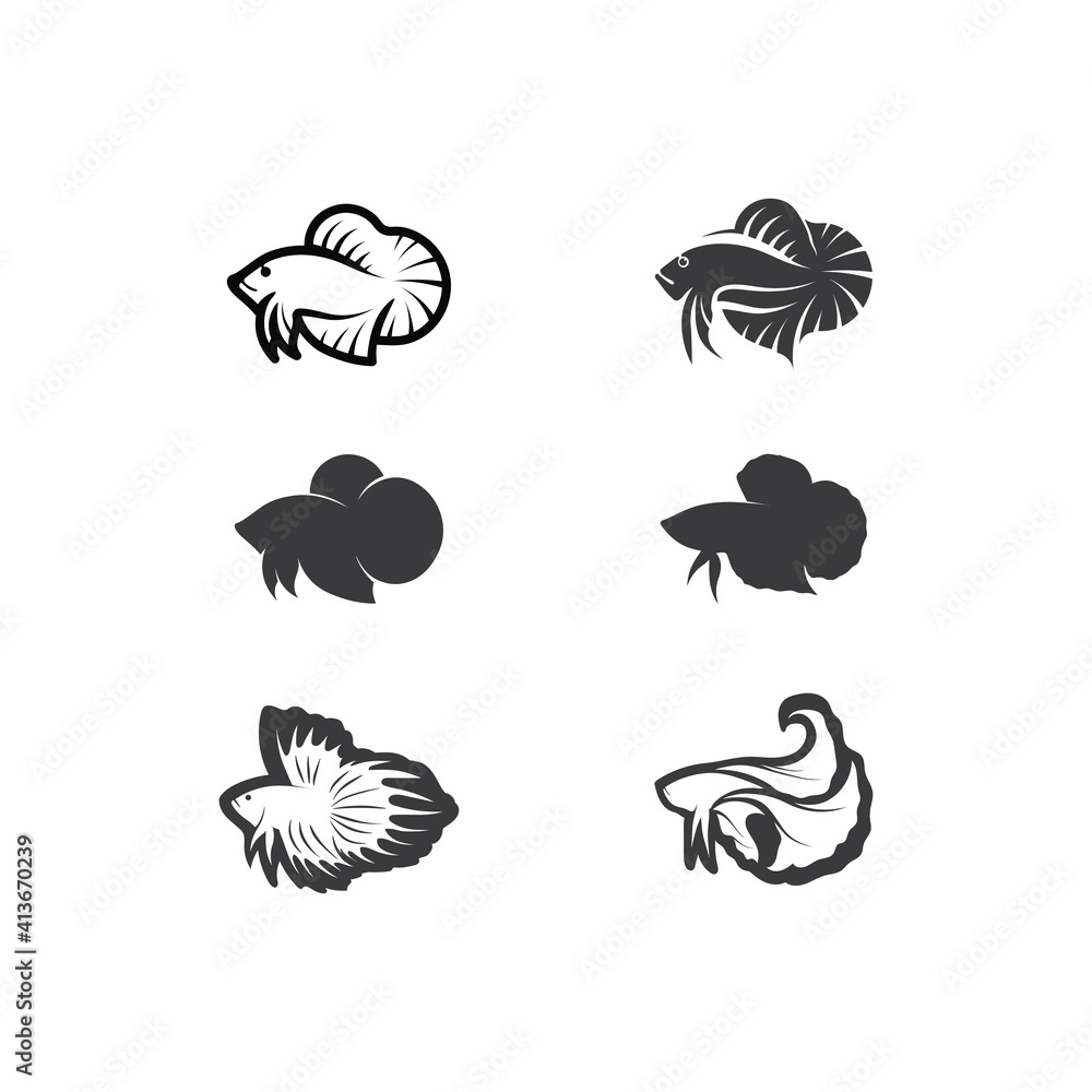 Fish animal aquatic logo beta fish design vector and illustration