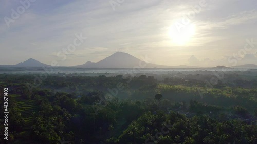 Aerial view of volcano in Indonesia with a jungle. photo