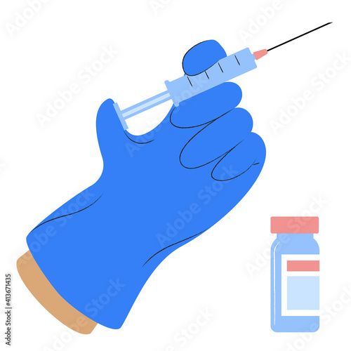 gloved hands with syringe