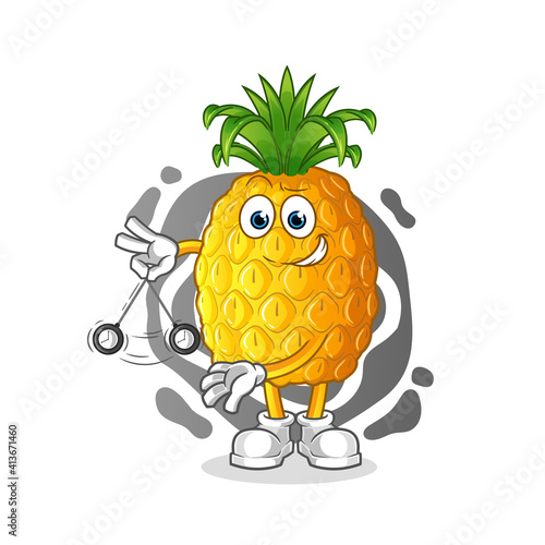 pineapple hypnotizing cartoon. cartoon mascot vector