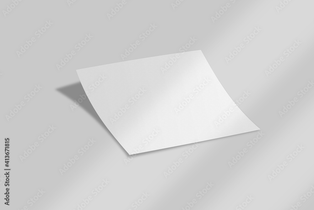 Realistic blank square flyer brochure for mockup. Paper or poster illustration with shadow overlay. 3D Render. Realistic blank square flyer brochure for mockup. Paper or poster illustration with shadow overlay. 3D Render.
