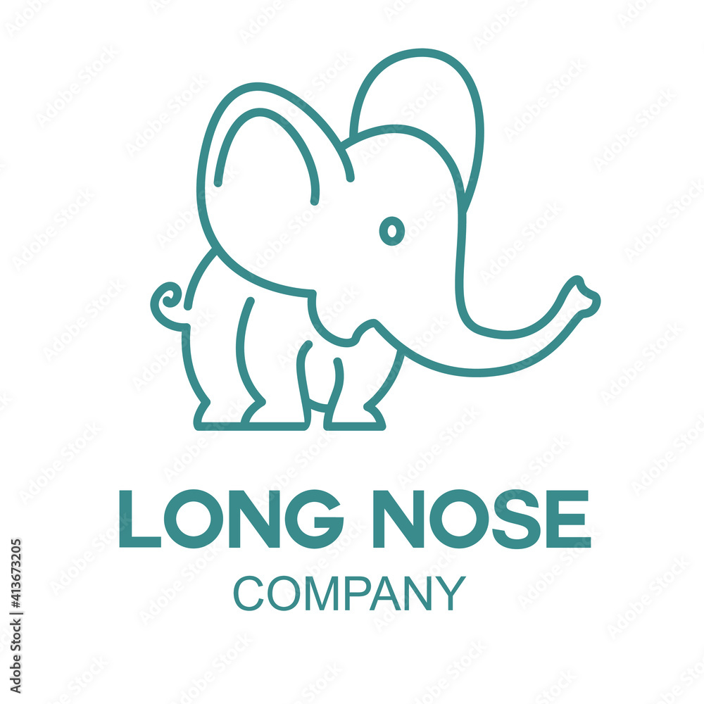 Simple Flat Minimalist Elephant Animal Logo Concept Vector Design. For Education, technology, store, business logo	