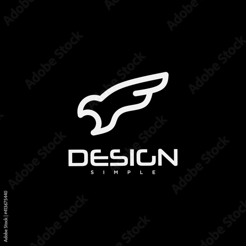 Logo design template  with a simple line art eagle icon
