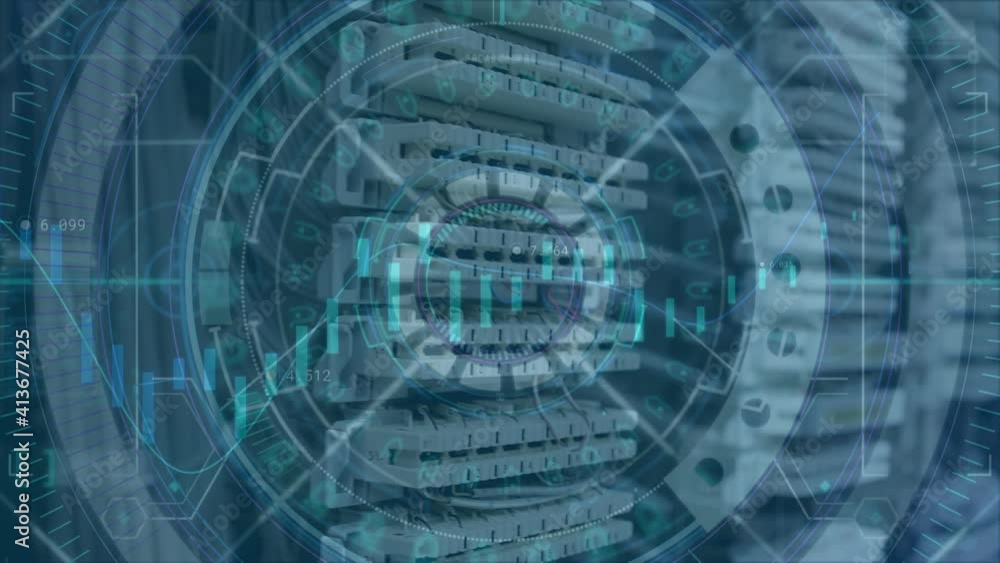 Animation of scope scanning and financial data processing over computer server Animation of scope scanning and financial data processing over computer server