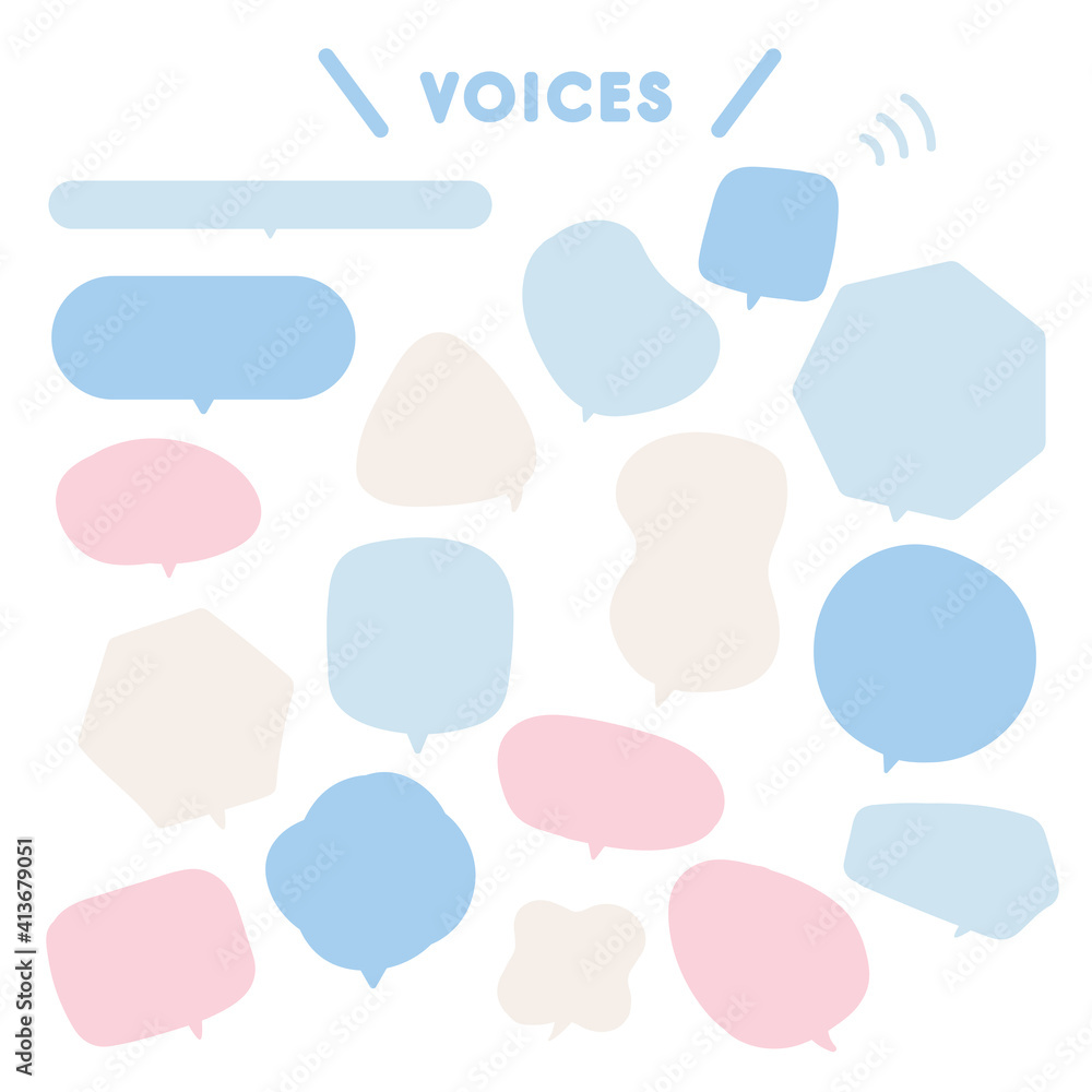 フリーハンドのフラットな吹き出し素材