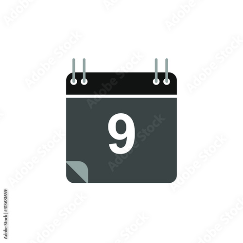 Calendar icon vector, flat design best vector icon. Date 9. Can be edited and changed colors. 