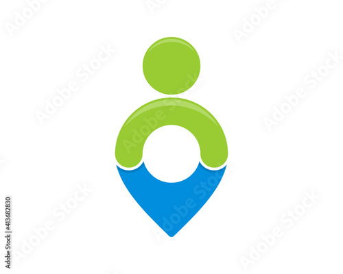 Free Download Health swoosh people with pin location shape - GFXLoad