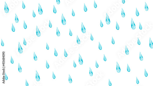 雨 梅雨　背景 模様 テキスタイル　水彩 イラスト 横長