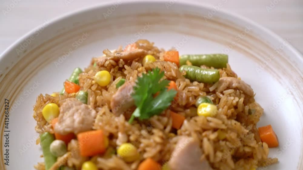 fried rice with pork and vegetable fried rice with pork and vegetable