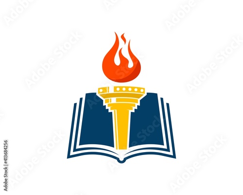 Education book with fire torch inside