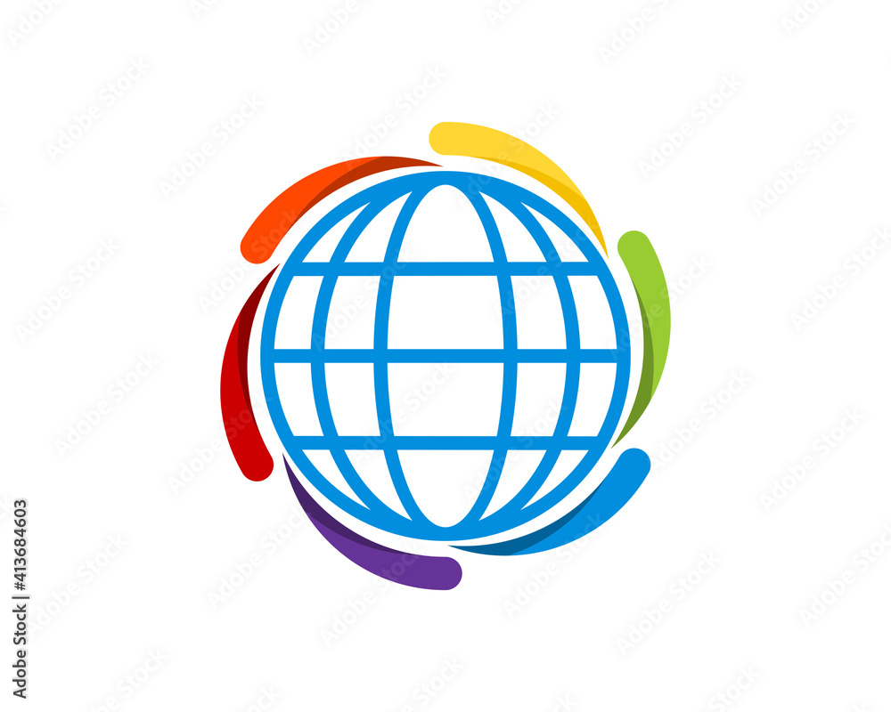 Globe with rainbow color rotation Globe with rainbow color rotation