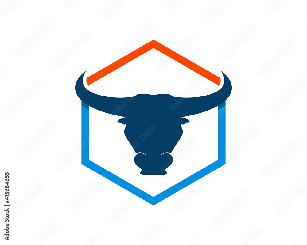 Hexagonal shape with bull head inside Hexagonal shape with bull head inside