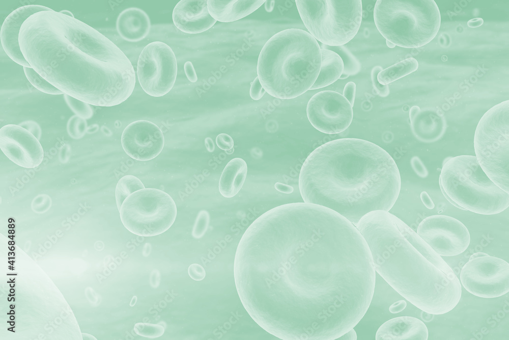 Abstract illustration of blood cells against green background