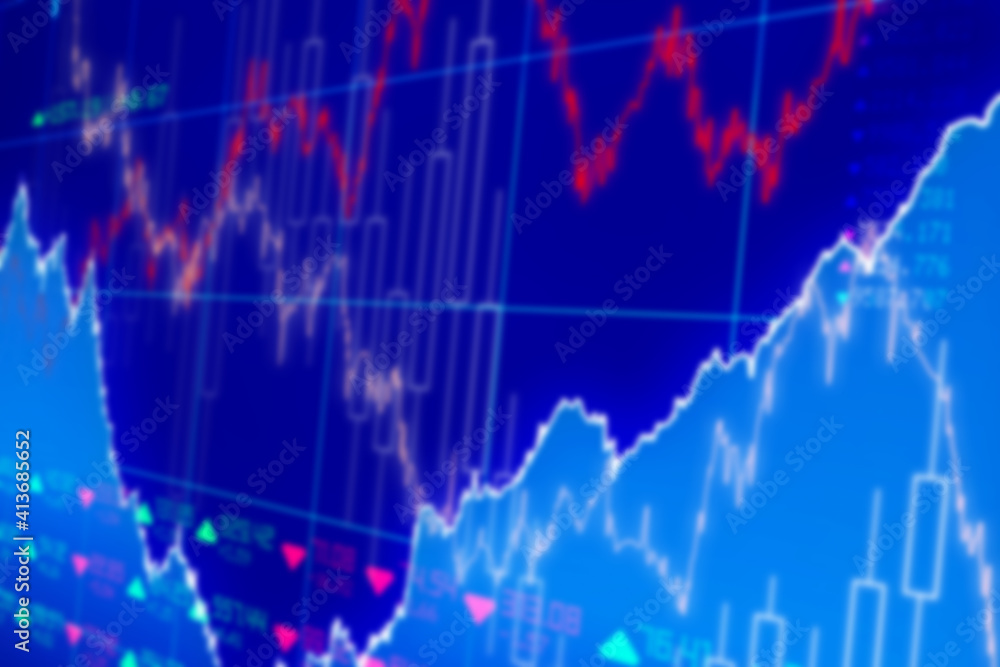 Abstract illustration of financial data processing against blue background Abstract illustration of financial data processing against blue background