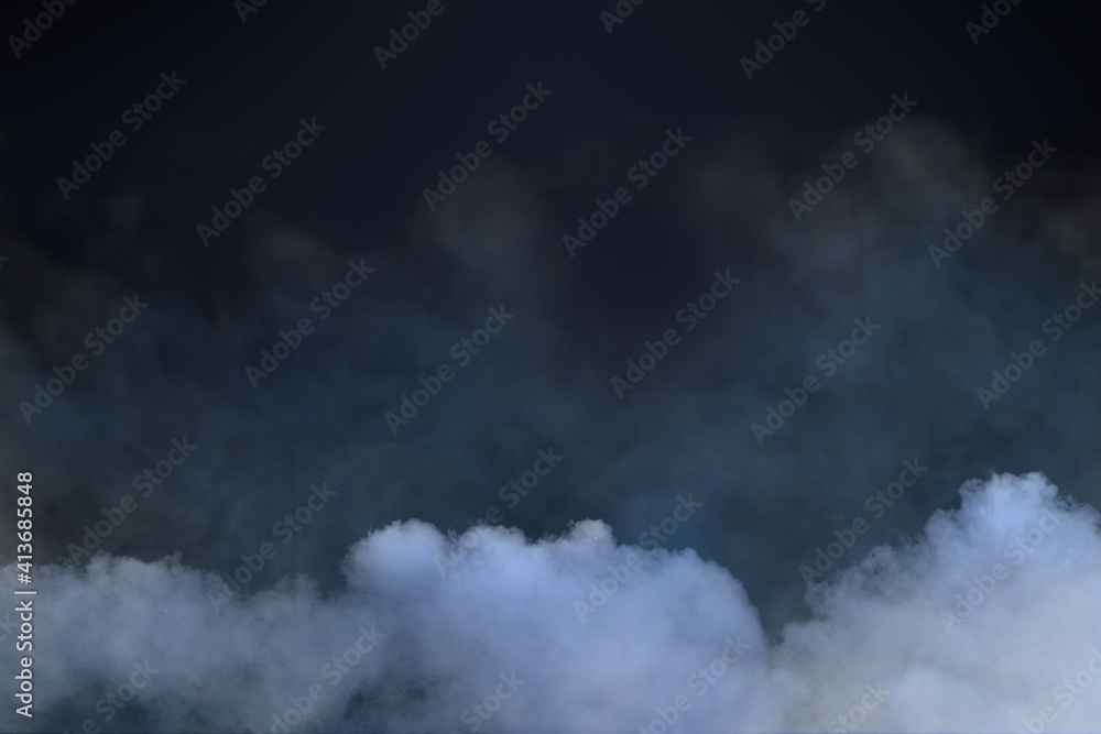 Abstract illustration of clouds of smoke against black background