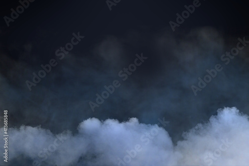 Abstract illustration of clouds of smoke against black background © vectorfusionart