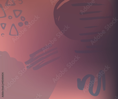 Abstract illustration of abstract shapes against purple background
