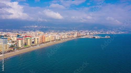 Wallpaper Mural Aerial drone hyperlapse timelapse reveal of Fuengirola beachfront in Spain in winter Torontodigital.ca