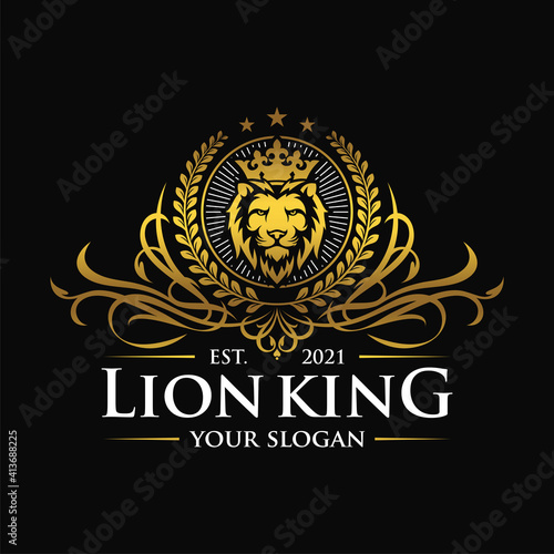 Luxury lion king logo image vector template