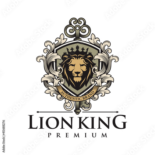 Luxury lion king logo image vector template