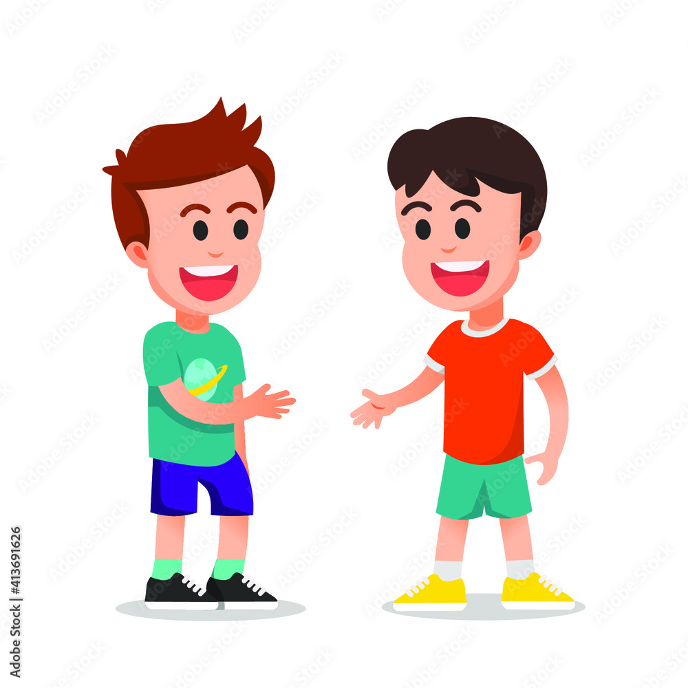 Two boys who were enjoying their conversation Two boys who were enjoying their conversation