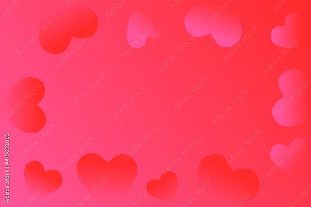Love heart background with red and pink gradations. design suitable for cover, web, card, business, poster, etc.