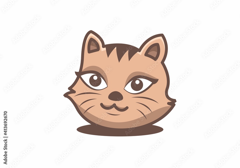 Cute brown cat head illustration Cute brown cat head illustration